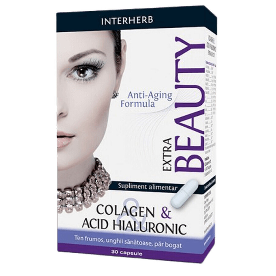 Colagen și acid hialuronic Extra Beauty, 30 capsule, Interherb