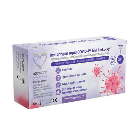 COVID-19 Ag 2in1-Antigen-Schnelltest (mit Nasopharyngealabstrich), 1 Stück, Easycare