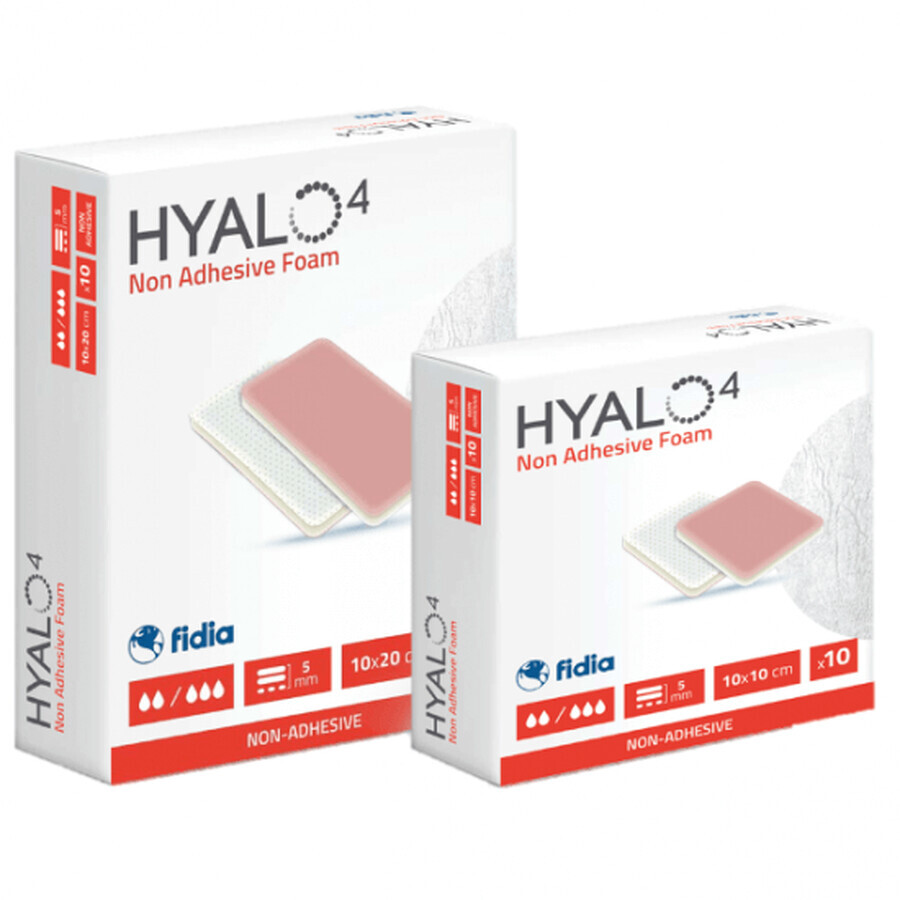 Hyalo4 Nicht klebender Schaumstoffverband, 10x10 cm, 10 Stück, Fidia Farmaceutici