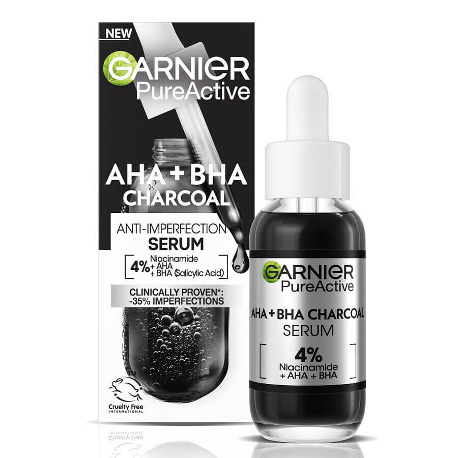 Serum anti-imperfectiuni cu niacinamide, AHA + BHA Pure Active, 30 ml, Garnier