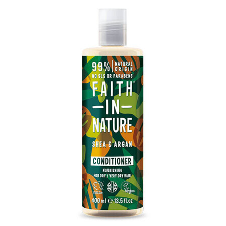 Balsam natural hranitor cu unt de shea si ulei de argan pentru par uscat, Faith in Nature, 400 ml