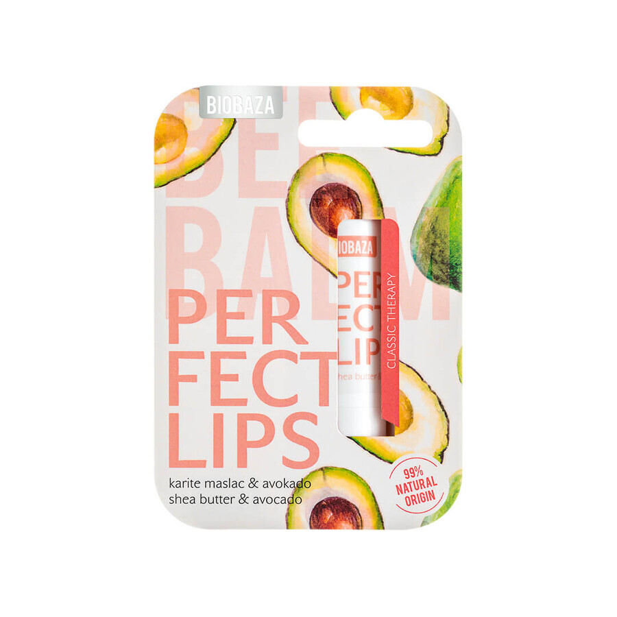 Balsam natural pentru buze, cu unt de shea si avocado, PERFECT LIPS, BIOBAZA, 4,5 g