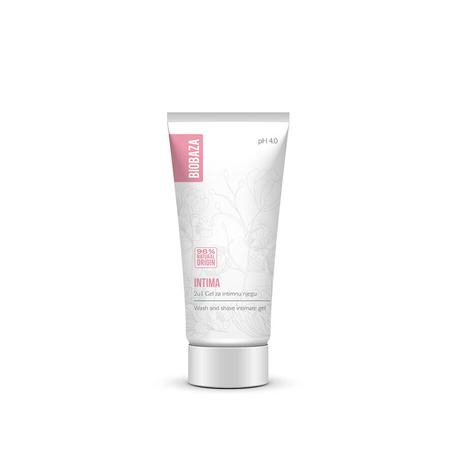 Gel intim natural 2 in 1 pentru curatarea si epilarea zonei intime, cu pH 4.0, travel size, Intima, Biobaza, 30 ml