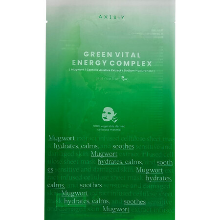 Mugwort Green Vital Energy Complet Sheet Mask - Masca de fata hidratanta cu efect calmant, AXIS-Y, 27ml