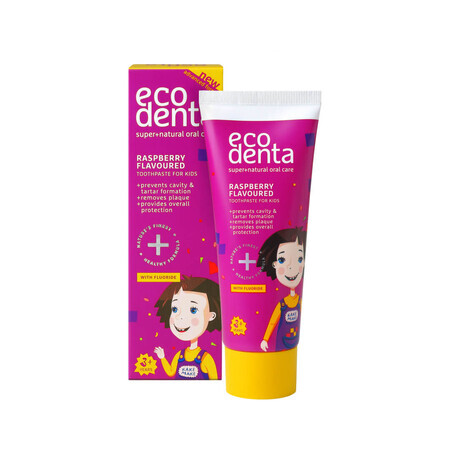 Zahnpasta für Kinder gegen Karies mit Himbeergeschmack, Ecodenta, 75 ml
