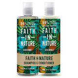 Set Sampon & Balsam cu Cocos, par normal sau uscat, Faith in Nature, 2 x 400 ml