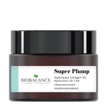 Super Plump Intensiv feuchtigkeitsspendende Anti-Falten-Creme mit hydrolysiertem Kollagen 3% + Hyaluronsäure 3D 1,5%, Bio Balance, 50 ml