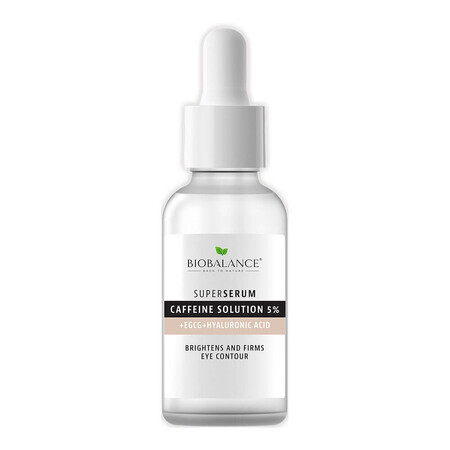 Super Eye Contour Serum mit Koffein 5% + EGCG + Hyaluronsäure, gegen dunkle Augenringe und Fältchen, Bio Balance, 30 ml