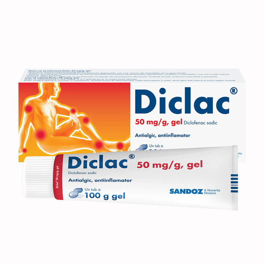 Diclac gel 50 mg/g, 100 g, Sandoz