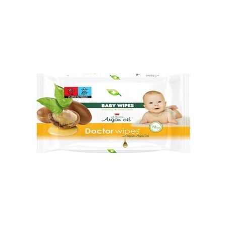 Dr. Wipes Servetele umede pentru ingrijirea copiilor ARGAN OIL cu capac, 72 bucati