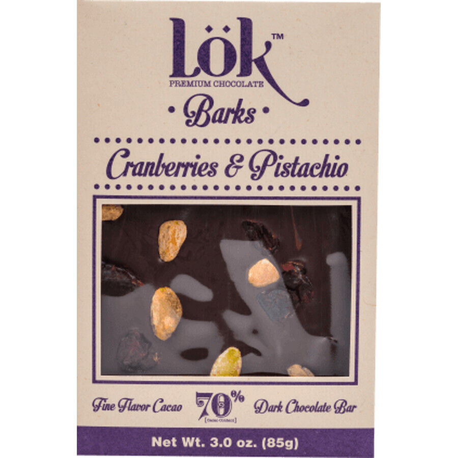 Lök-Schokolade mit Preiselbeeren und Pistazien, 85 g