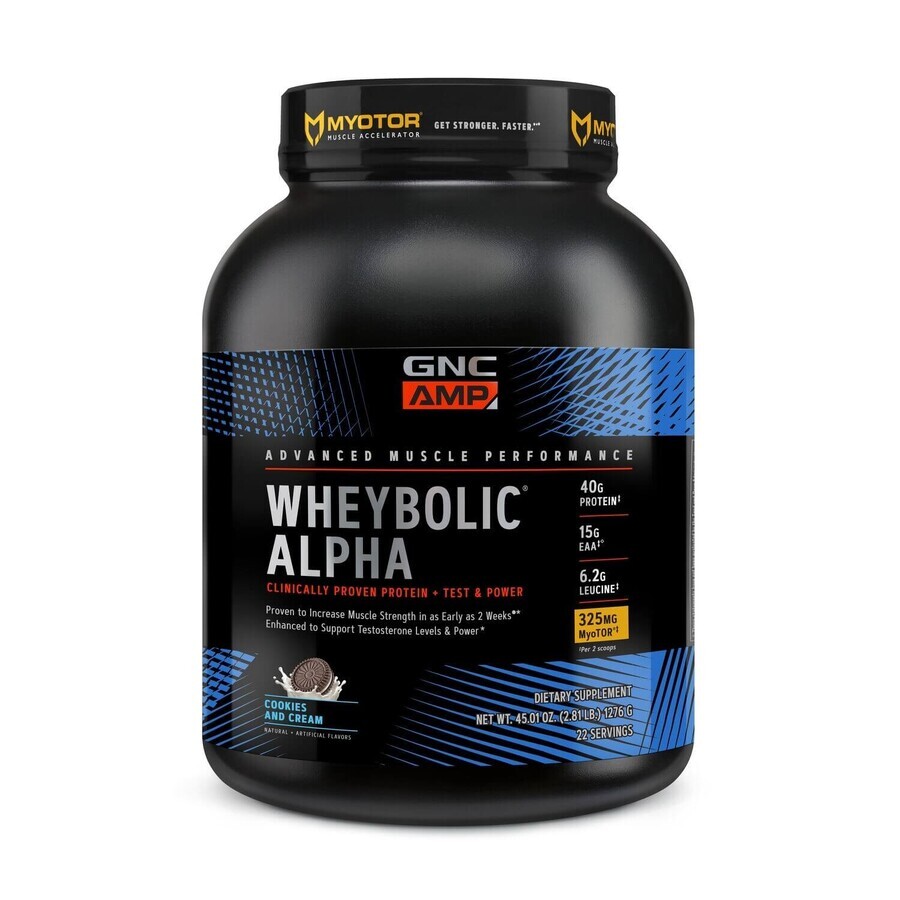 Gnc Amp Wheybolic Alpha Myotor, Proteina Din Zer Cu Aroma De Biscuiti Cu Crema, 1276 G