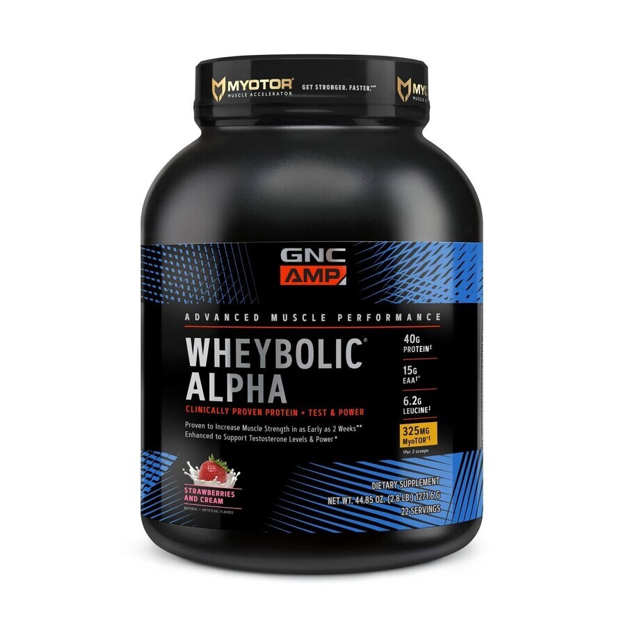 Gnc Amp Wheybolic Alpha Myotor, Molkenprotein mit Erdbeer- und Schlagsahne-Geschmack, 1271,6 G