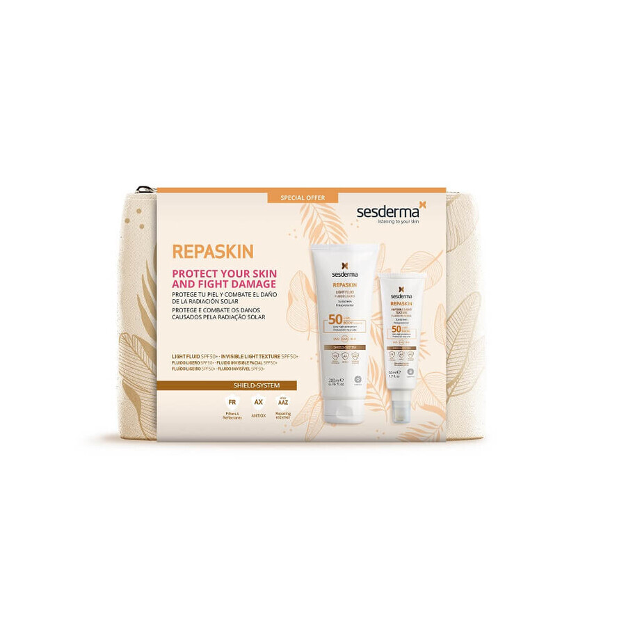 Sesderma Repaskin Fluid cu protectie solara pentru corp SPF 50, 200 ml + Fluid fotoprotector SPF 50, 50 ml Summer