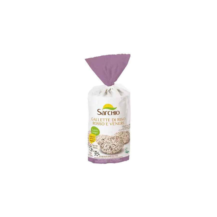 Rondele din orez rosu si negru fara gluten, 100 g, Sarchio