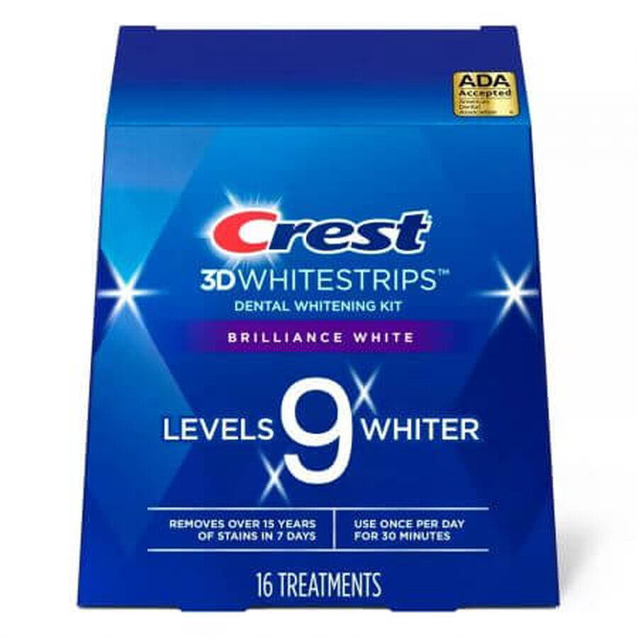 Benzi pentru albirea dintilor 3D White Whitestrips Brilliance White, 32 benzi, Crest