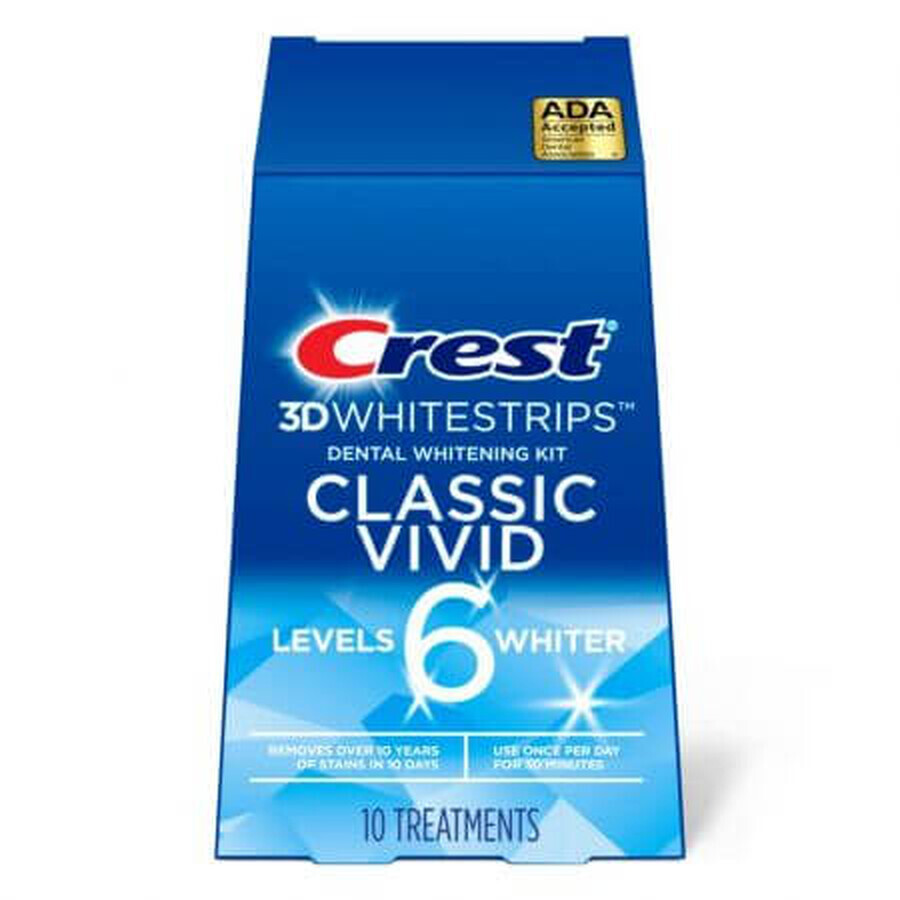 Benzi pentru albirea dintilor 3D White Whitestrips Vivid, 20 benzi, Crest