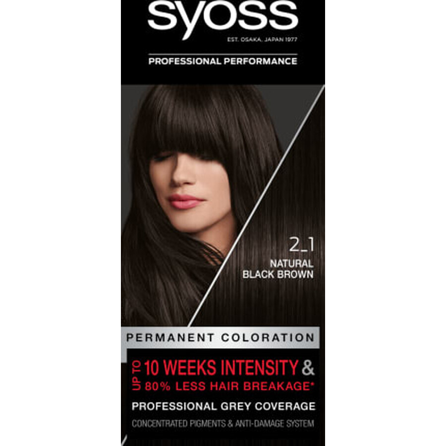 Syoss Color Permanentes Haarfärbemittel 2-1 Natural Black Brown, 1 Stück