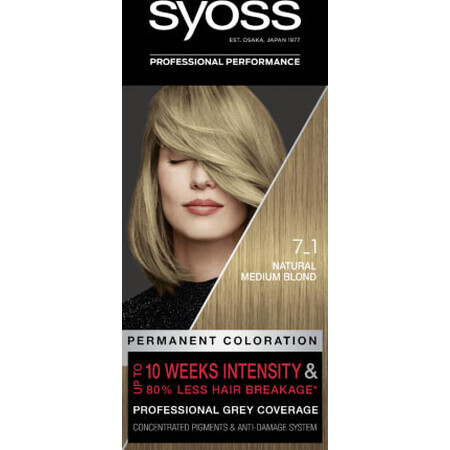 Syoss Color Permanent Haarfärbemittel 7-1 Natur mittelblond, 1 Stück