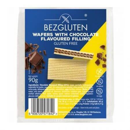 Glutenfreie Waffeln mit Schokoladenfüllung, 90 g, Bezgluten