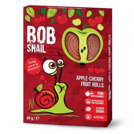 Natürliches Apfel-Kirsch-Brötchen, 60 g, Bob Snail