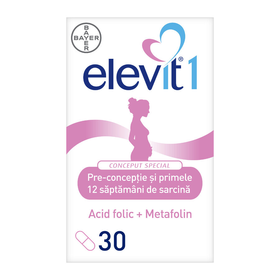 Elevit 1, Multivitamine pentru perioada de pre-conceptie si sarcina – Primul  trimestru de sarcina, 30 comprimate, Bayer recenzii