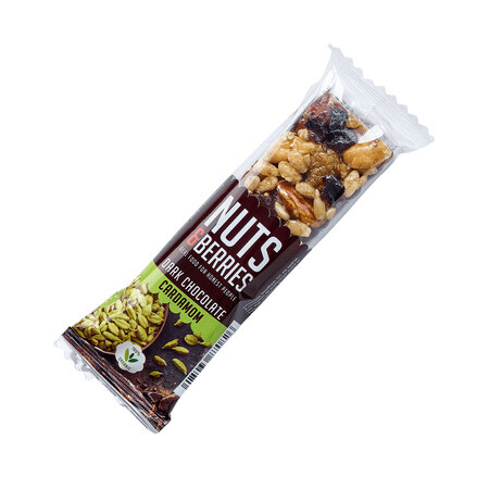 Organic crunchy bar with nuts, dark chocolate and cardamom, 40 g, Nutsandberries