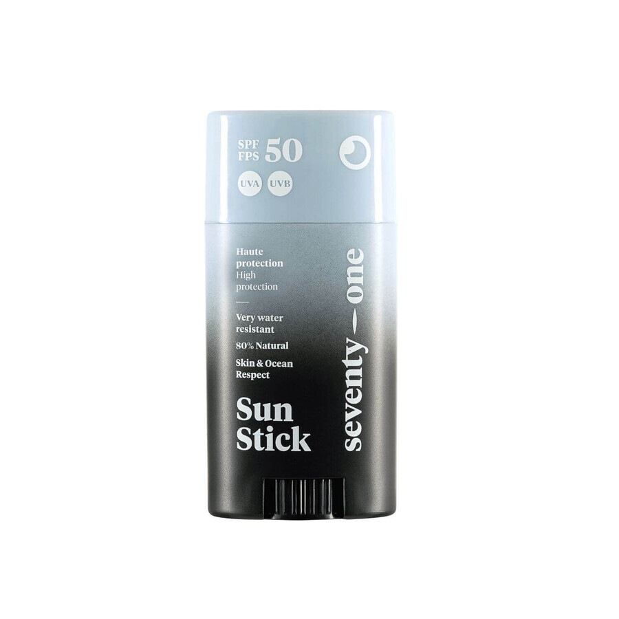 Stick protectie solara rezistent la apa pentru fata  SPF 50 The Invisible, 15 g, Seventy One Percent