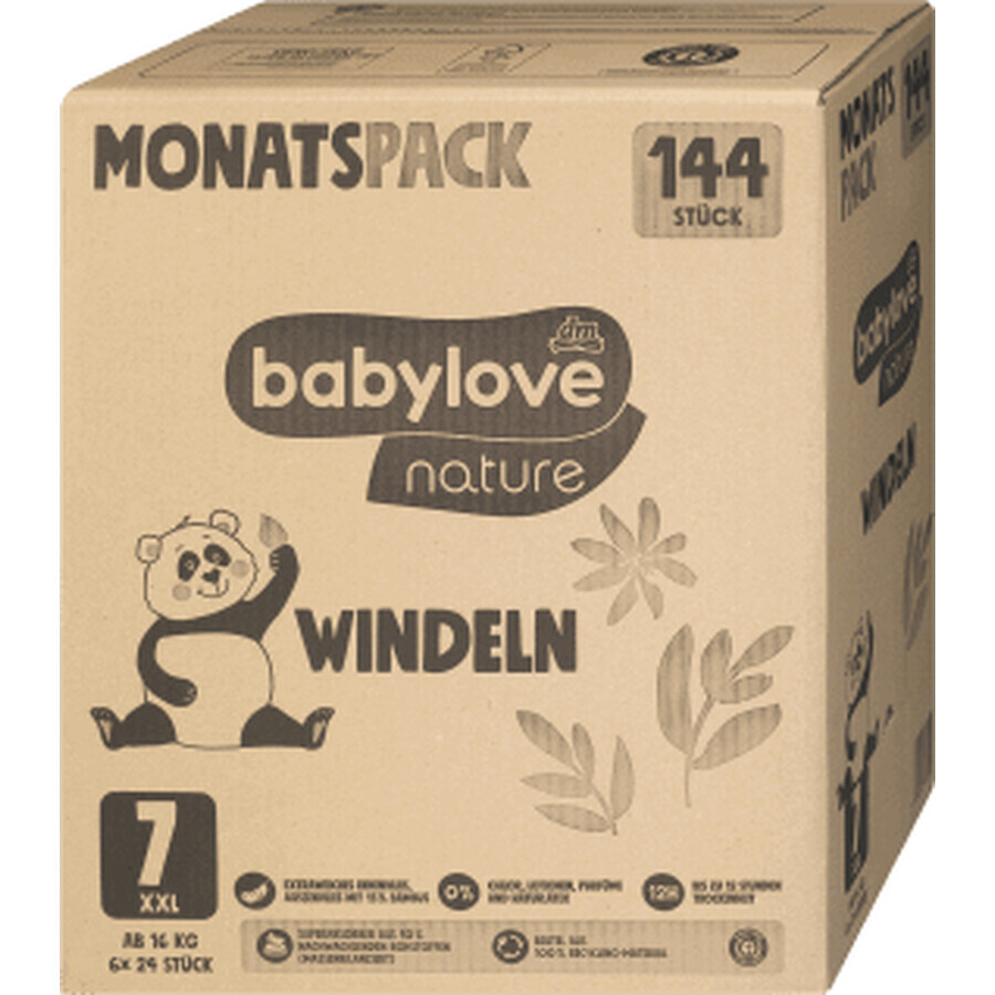 Babylove nature Scutece mărimea 7XXL, 144 buc