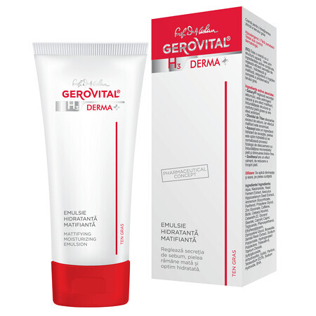 Emulsie hidratanta matifianta ten gras Gerovital H3 Derma+, 50 ml, Farmec