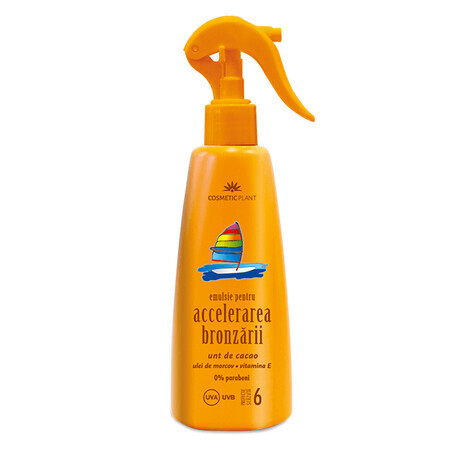 Tanning accelerating emulsion SPF 6 with cocoa butter, carrot oil and vitamin E, 200 ml, Cosmetic Plant