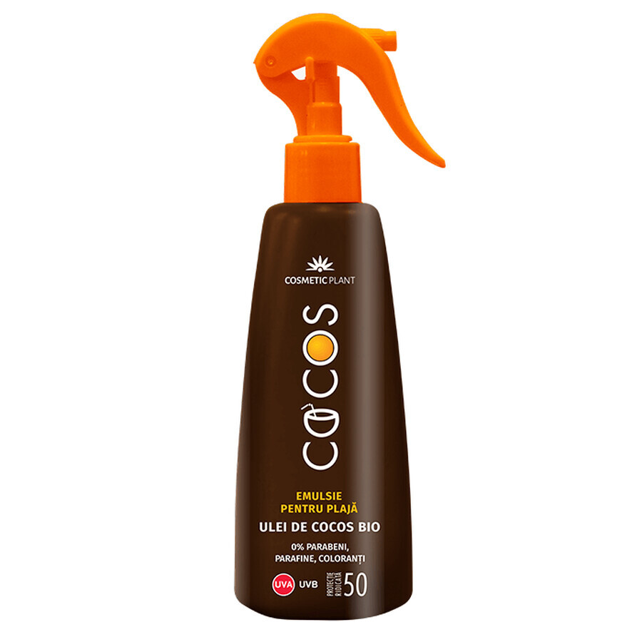 Emulsie pentru plaja SPF 50 cu ulei de cocos, 200 ml, Cosmetic Plant