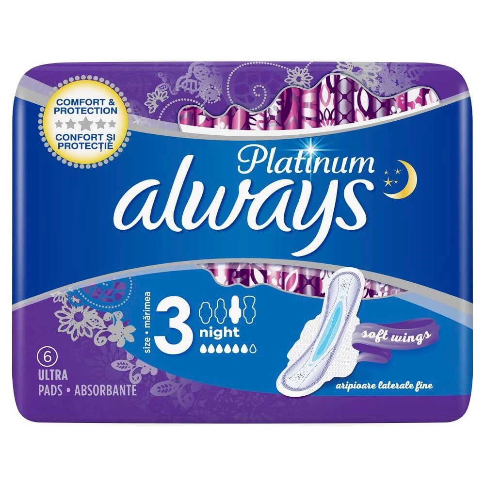 Always Platinum Ultra Night Absorbent, 6 Stück, PogG