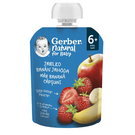 Apfel-, Bananen- und Erdbeerpüree, 90 g, + 6 Monate, Gerber