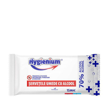 Servetele umede cu alcool, 15 bucati, Hygienium