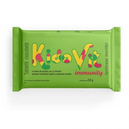 Schokolade mit Vitaminen für die Immunität Kidovit Immunität Grüner Zucker, 50 g, Remedia Laboratories