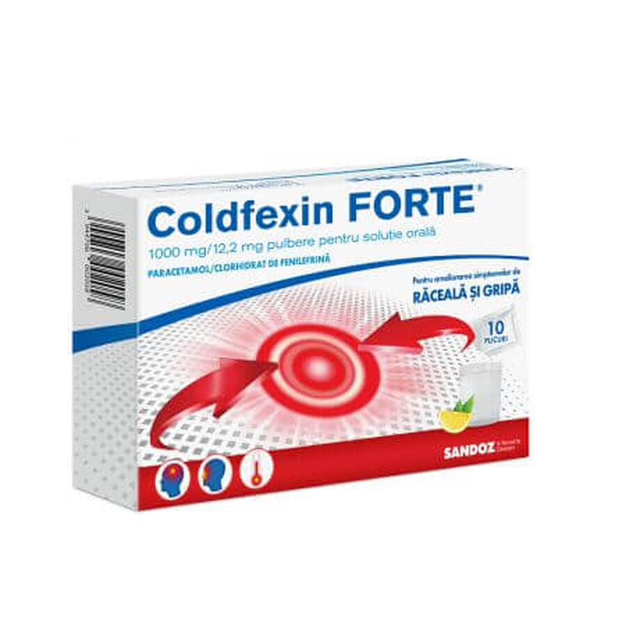 Coldfexin FORTE, 1000 mg/12,2 mg Pulver zum Einnehmen, 10 Beutel, Sandoz