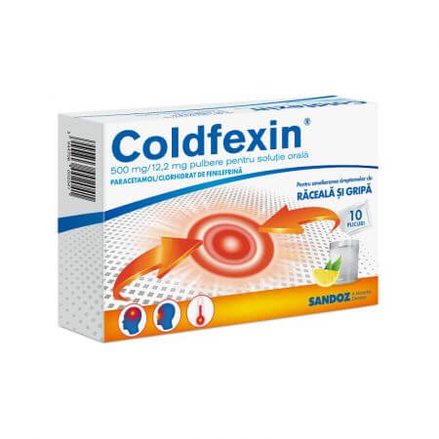 Coldfexin, 500 mg/12,2 mg Pulver zum Einnehmen, 10 Beutel, Sandoz