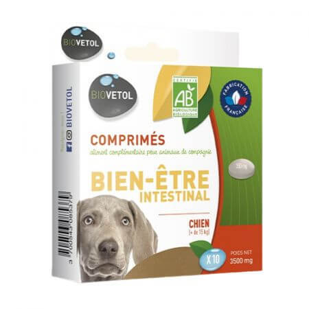 Supliment Bien-Etre Intestinal Bio pentru catei de talie mare, 10 tablete, Biovetol