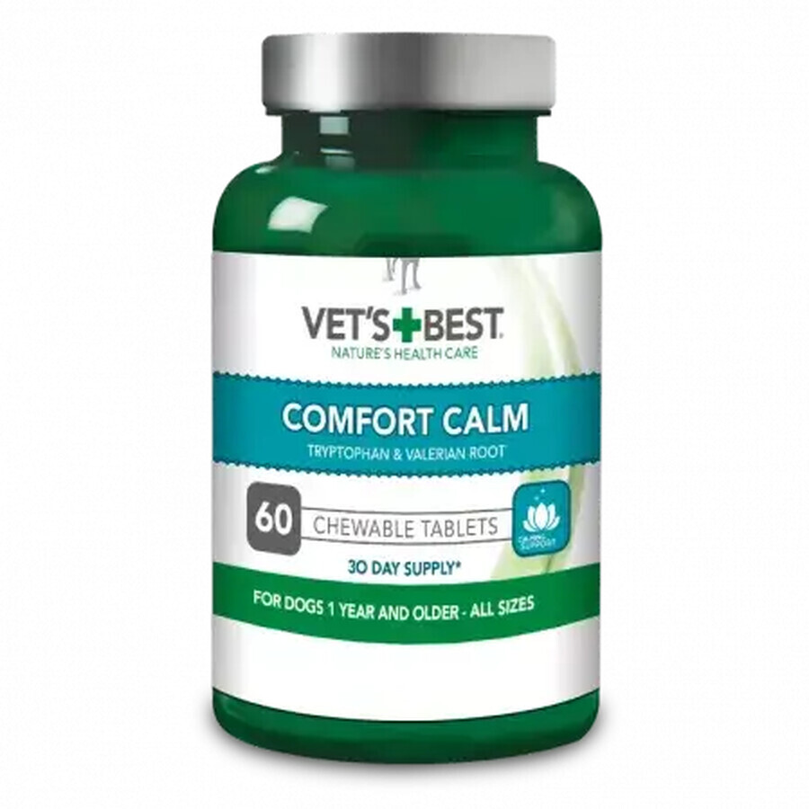 Ergänzung mit Tryptophan und Baldrianwurzel Comfort Calm, 60 Kautabletten, Vet's Best