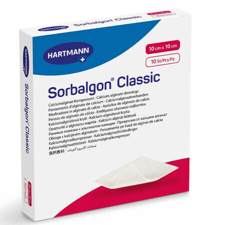 Pansament Sorbalgon Classic 10x10 cm, 10 bucati, Hartmann