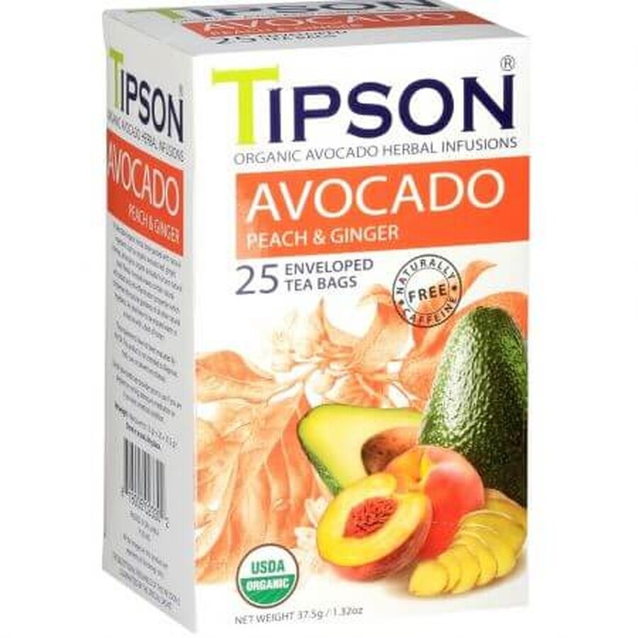 Ceai Eco avocado, piersica & ghimbir, 25 plicuri, Tipson