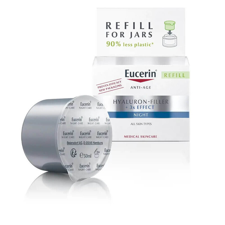 Eucerin Hyaluron Filler Crema de noapte cu efect triplu anti-imbatranire Refill, 50 ml