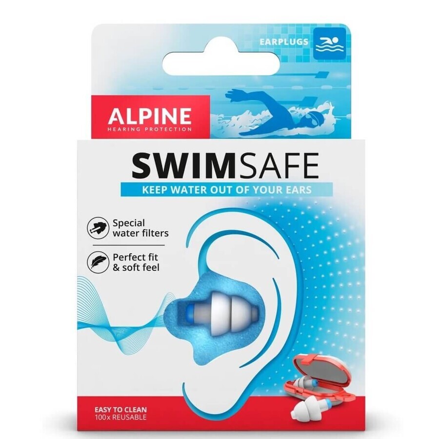Swim Safe Schwimm-Ohrstöpsel, 1 Paar, Alpine