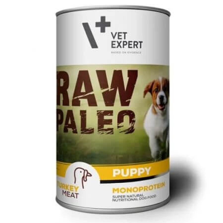 Nassfutter mit Truthahn für Hunde Puppy Raw Paleo, 400 g, VetExpert