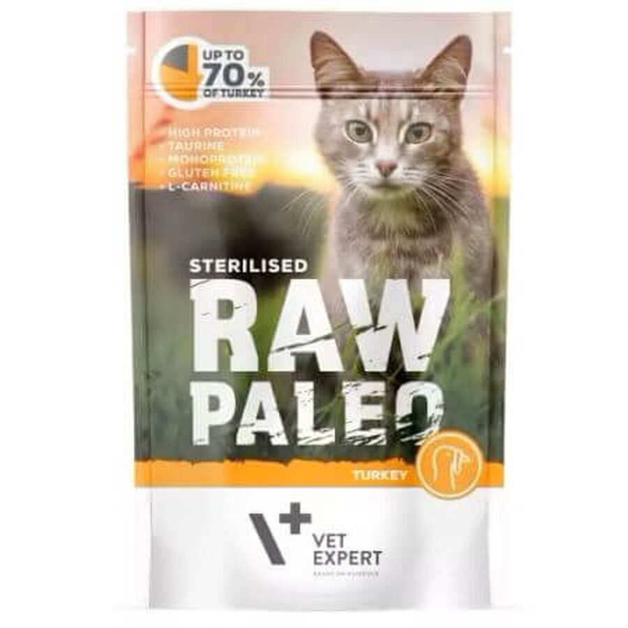 Hrana umeda cu curcan pentru pisci sterilizate Raw Paleo, 100 g, VetExpert