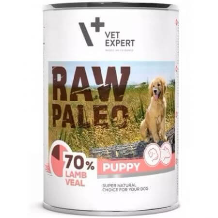 Hrana umeda cu miel si vitel pentru caini Raw Paleo, 400 g, VetExpert