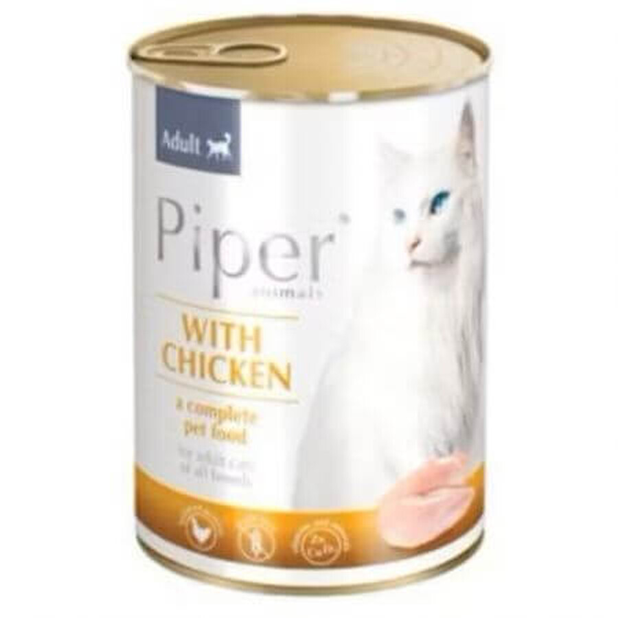 Comida húmeda para gatos con pollo, 400 g, Piper