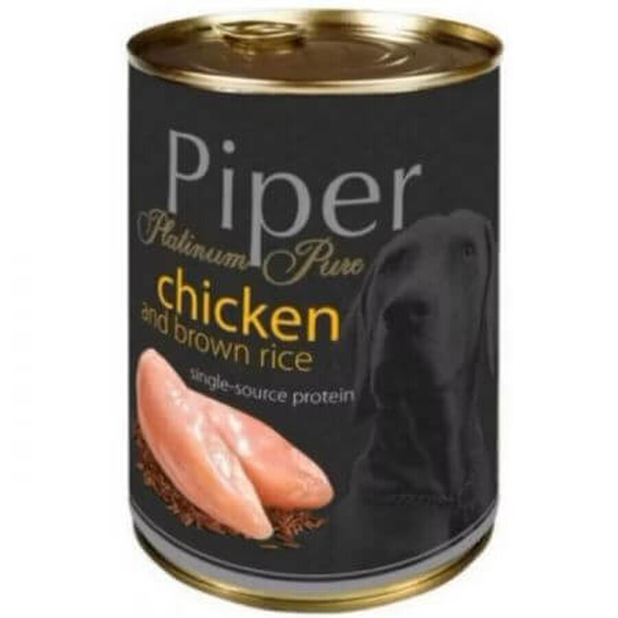 Hundenassfutter mit Huhn und braunem Reis Platinum Pure Dog, 400 g, Piper