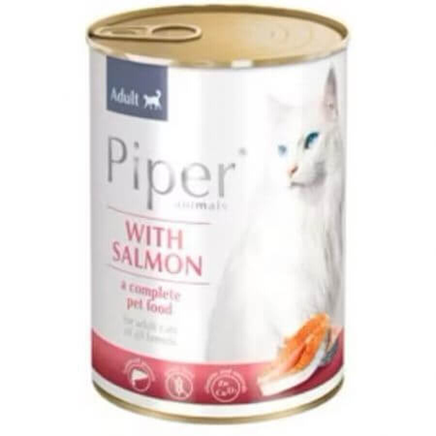 Nassfutter mit Lachs für sterilisierte Katzen, 400 g, Piper